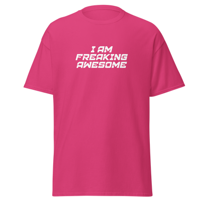 "I Am Freaking Awesome" printed on a heliconia on an invisible body