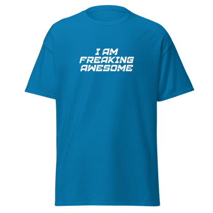 "I Am Freaking Awesome" printed on a sapphire on an invisible body