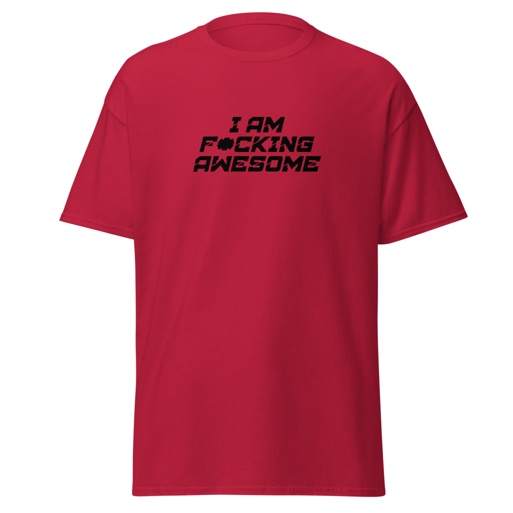 "I Am F*cking Awesome" printed on a cardinal on an invisible body