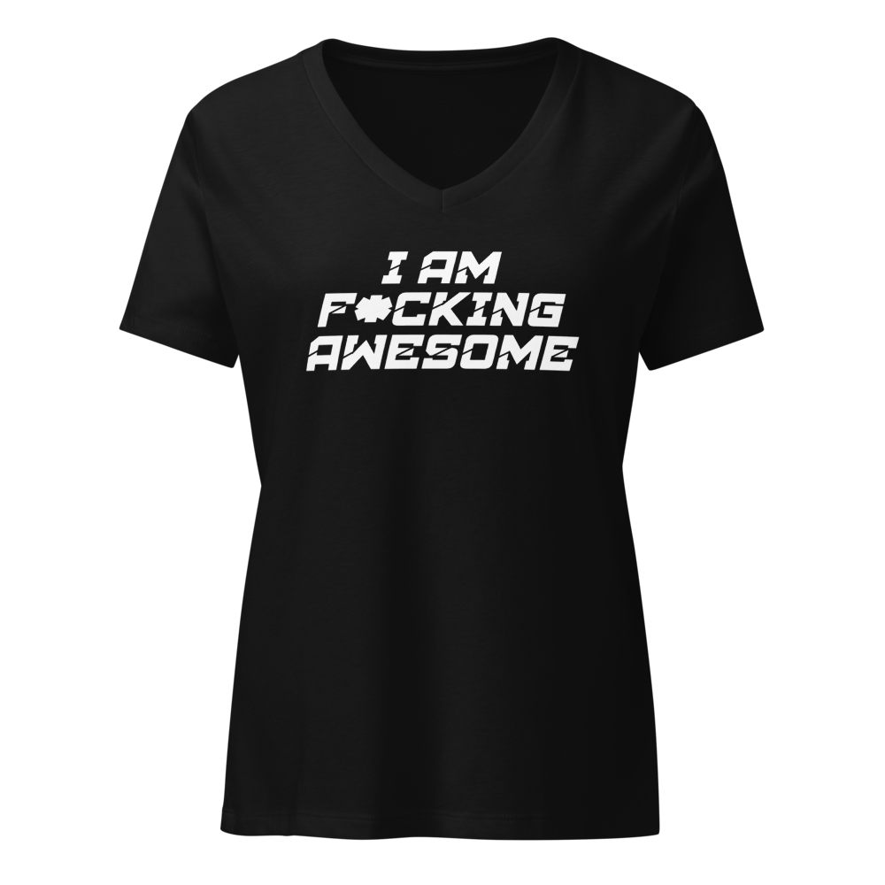 "I Am F*cking Awesome" printed on a solid black blend on an invisible / simulated body