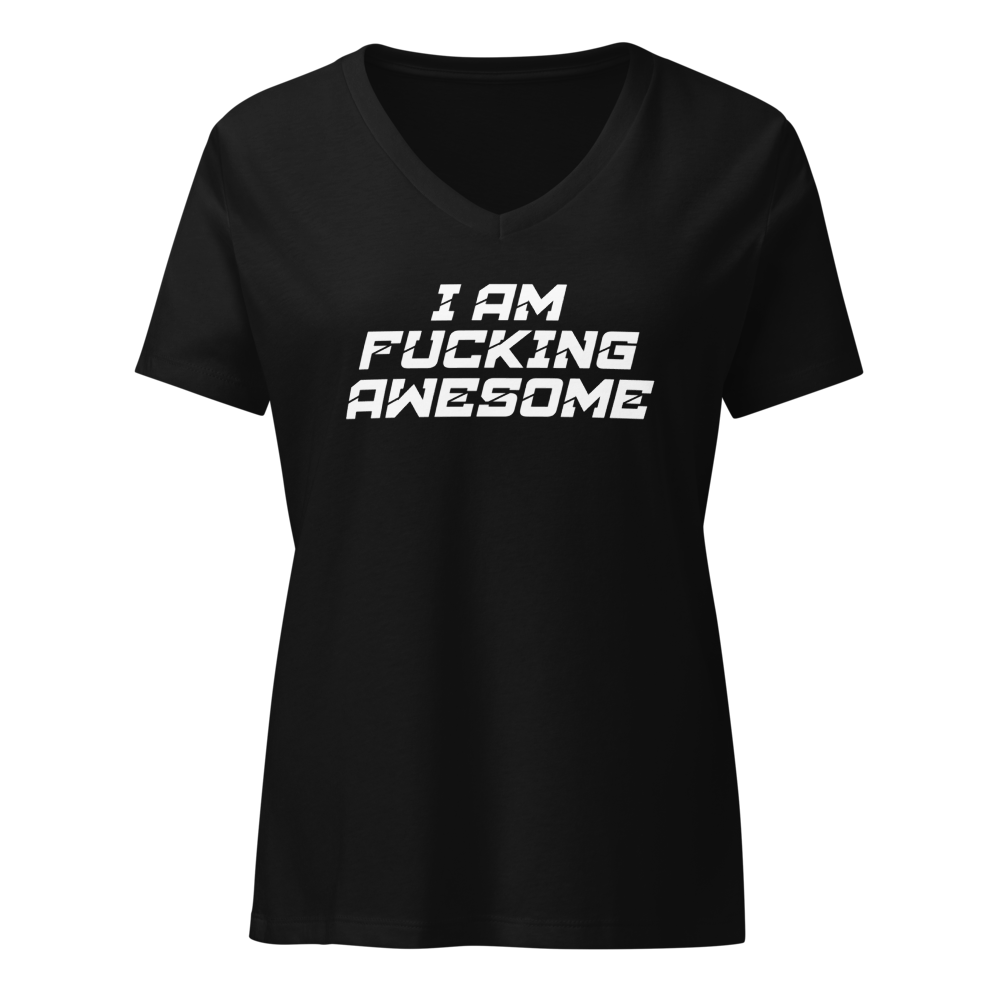 "I Am Fucking Awesome" printed on a solid black blend on an invisible / simulated body