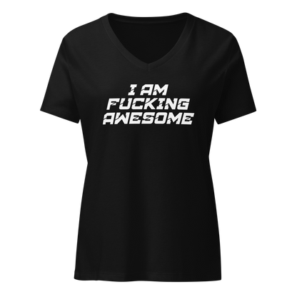 "I Am Fucking Awesome" printed on a solid black blend on an invisible / simulated body