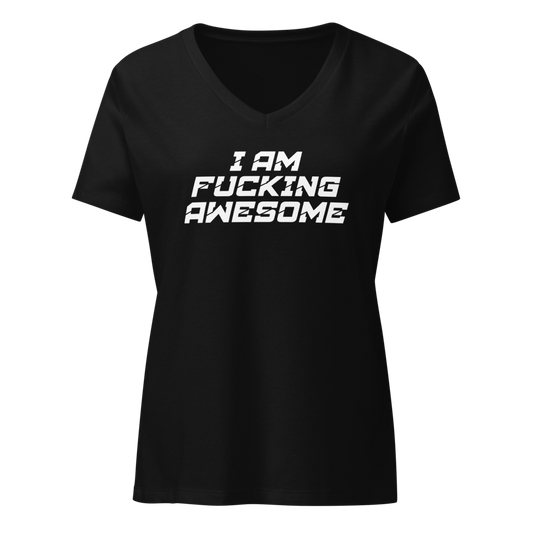 "I Am Fucking Awesome" printed on a solid black blend on an invisible / simulated body