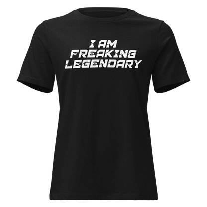 "I Am Freaking Legendary" printed on a black on an invisible / simulated body