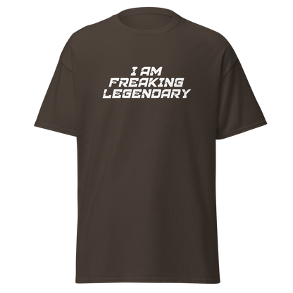 "I Am Freaking Legendary" printed on a dark chocolate on an invisible body