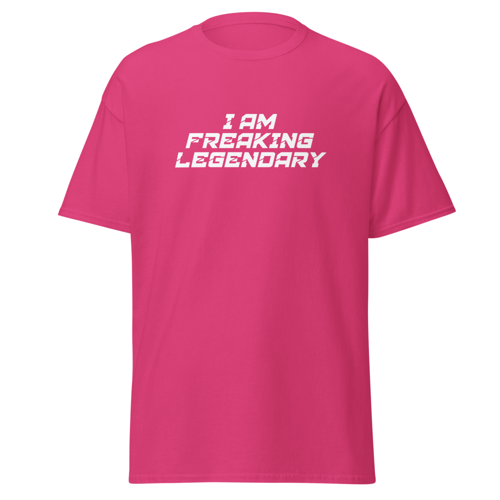 "I Am Freaking Legendary" printed on a heliconia on an invisible body