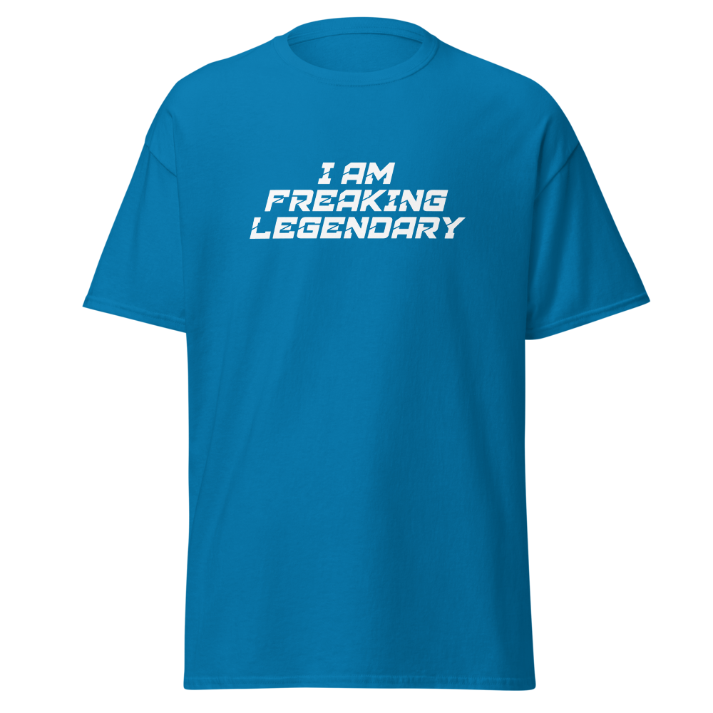 "I Am Freaking Legendary" printed on a sapphire on an invisible body