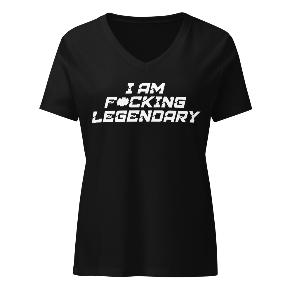 "I Am F*cking Legendary" printed on a solid black blend on an invisible / simulated body