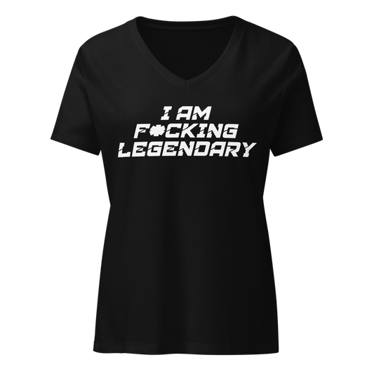 "I Am F*cking Legendary" printed on a solid black blend on an invisible / simulated body