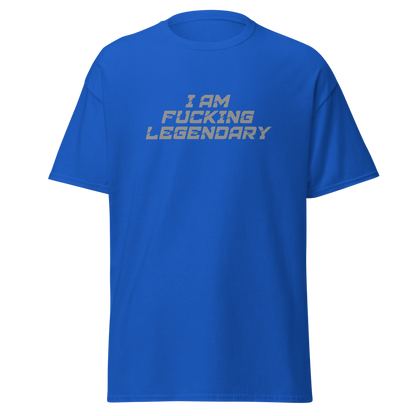 "I Am Fucking Legendary" printed on a royal on an invisible body