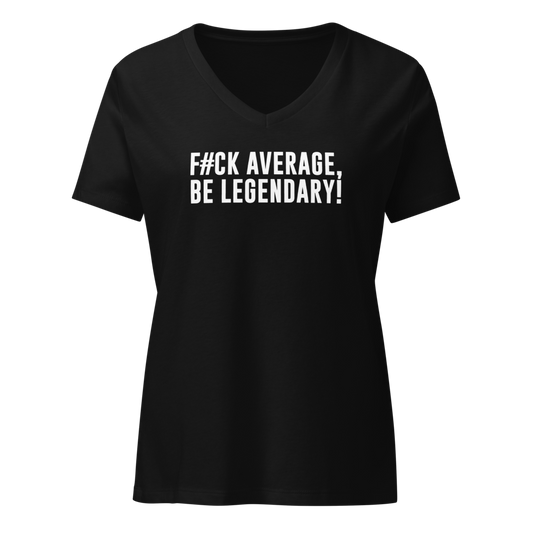 "F#Ck Average, Be Legendary!" printed on a solid black blend on an invisible / simulated body