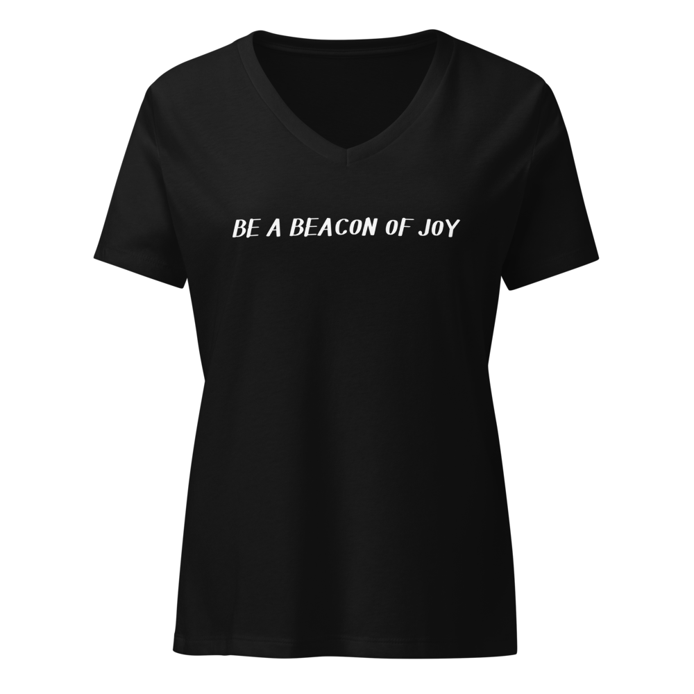 "Be a beacon of joy" printed on a solid black blend on an invisible / simulated body