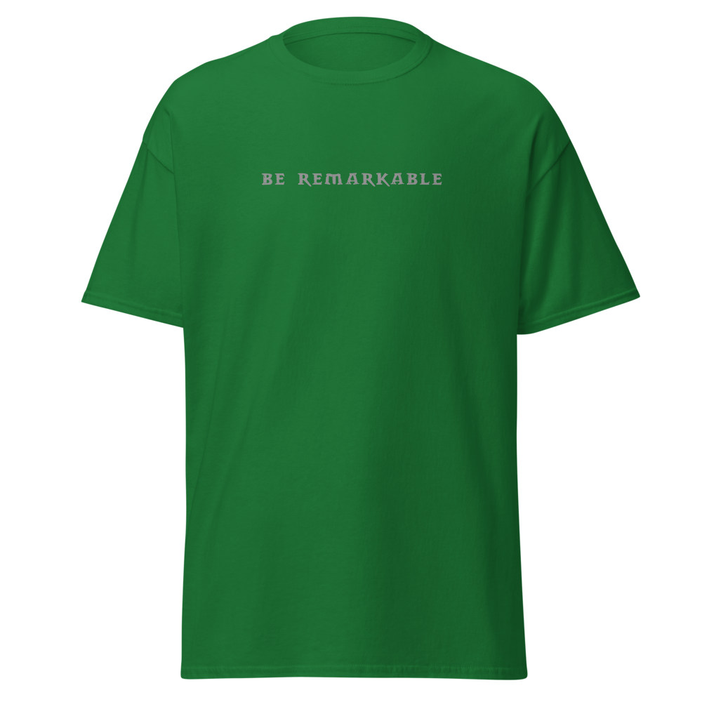 "Be remarkable" printed on a turf green on an invisible body