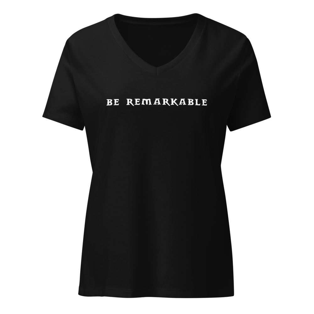 "Be remarkable" printed on a solid black blend on an invisible / simulated body