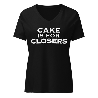 "Cake Is For Closers" printed on a solid black blend on an invisible / simulated body