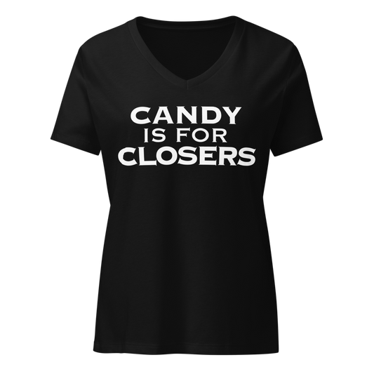 "Candy Is For Closers" printed on a solid black blend on an invisible / simulated body