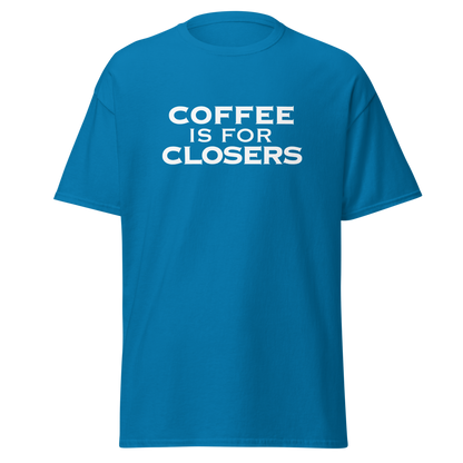 "Coffee Is For Closers" printed on a sapphire on an invisible body