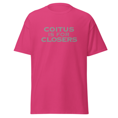 "Coitus Is For Closers" printed on a heliconia on an invisible body