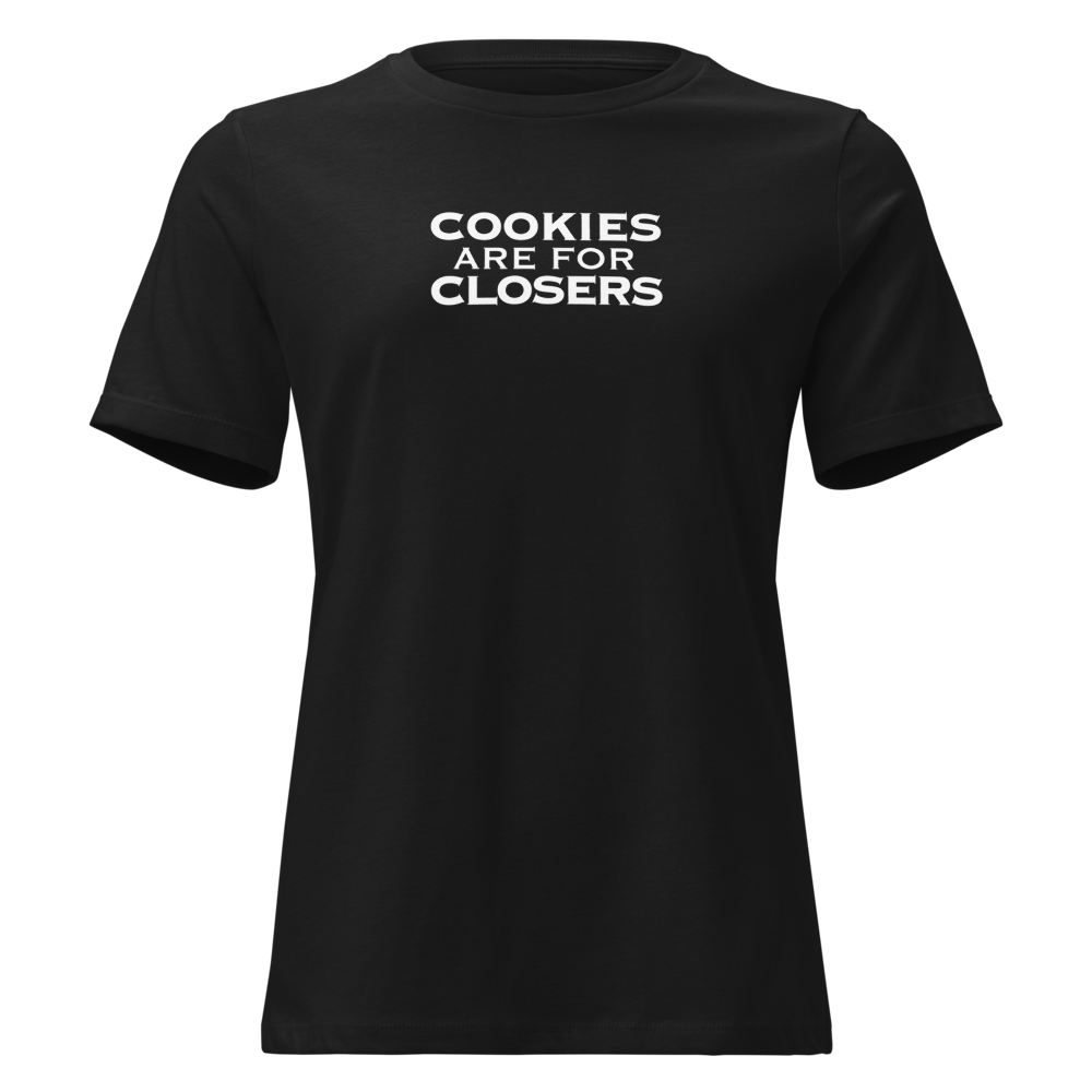 "Cookies Are For Closers" printed on a black on an invisible / simulated body