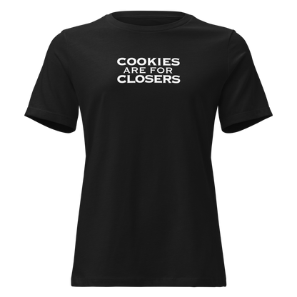 "Cookies Are For Closers" printed on a black on an invisible / simulated body