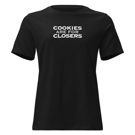 "Cookies Are For Closers" printed on a black on an invisible / simulated body
