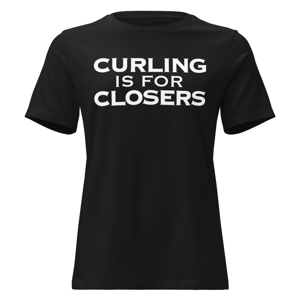 "Curling Is For Closers" printed on a black on an invisible / simulated body