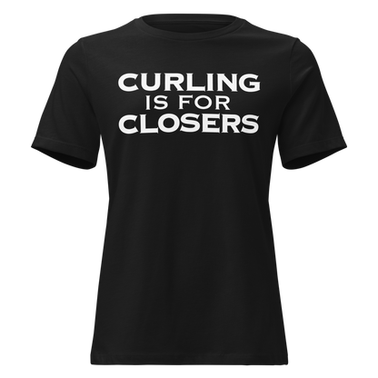 "Curling Is For Closers" printed on a black on an invisible / simulated body