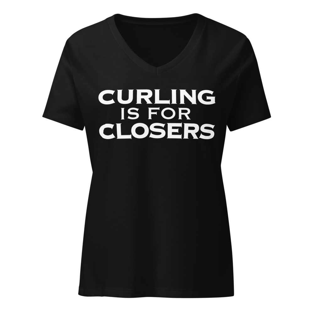 "Curling Is For Closers" printed on a solid black blend on an invisible / simulated body