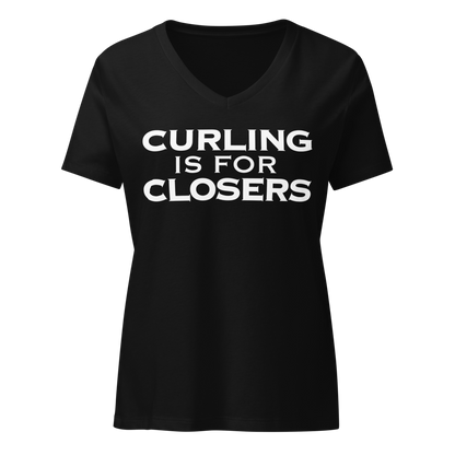 "Curling Is For Closers" printed on a solid black blend on an invisible / simulated body