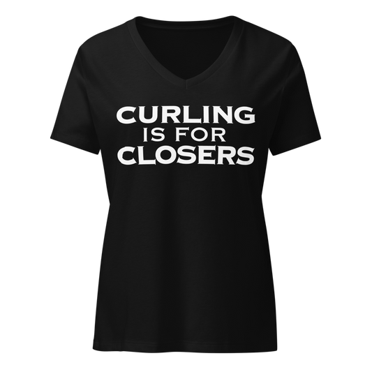 "Curling Is For Closers" printed on a solid black blend on an invisible / simulated body
