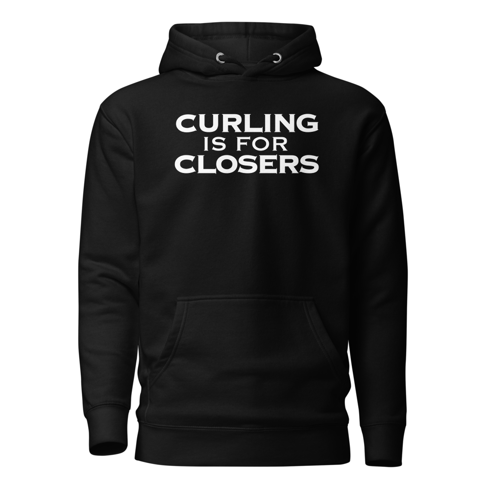 "Curling Is For Closers" printed on a black on an invisible / simulated body