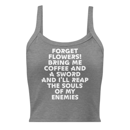 Coffee Sword (clean) in White on Women's Micro-Rib Tank Top (Bella+Canvas - 1012)