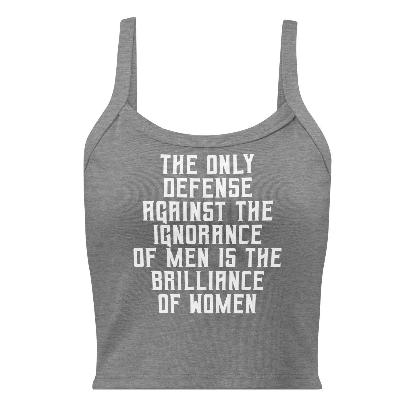 Defense in White on Women's Micro-Rib Tank Top (Bella+Canvas - 1012)