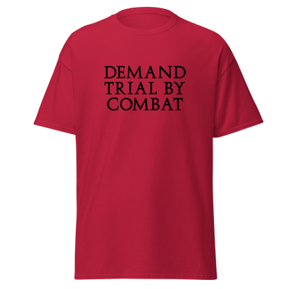 "Demand trial by combat" printed on a cardinal on an invisible body