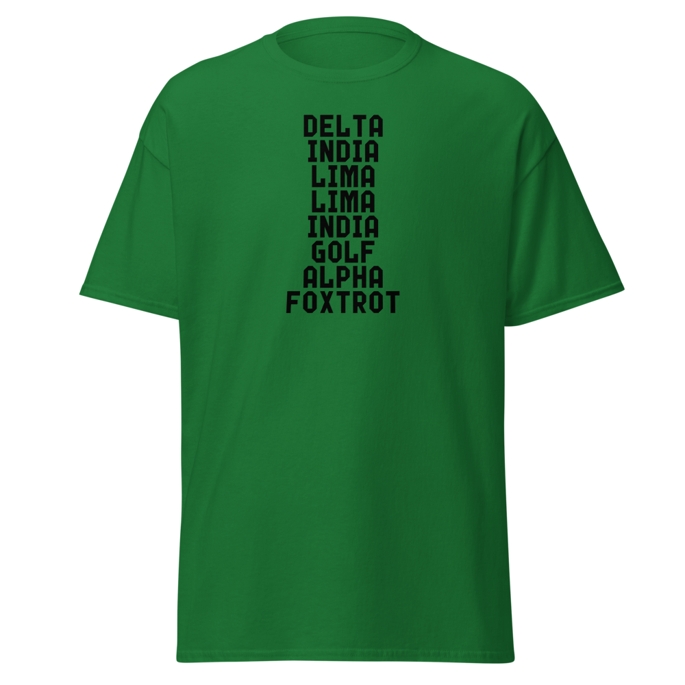 "DILLIGAF" printed on a turf green on an invisible body