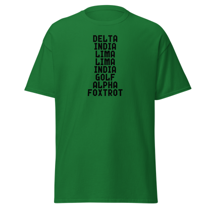 "DILLIGAF" printed on a turf green on an invisible body