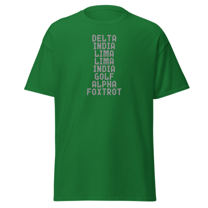 "DILLIGAF" printed on a turf green on an invisible body