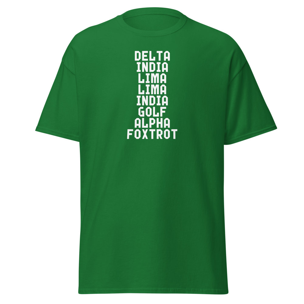 "DILLIGAF" printed on a turf green on an invisible body