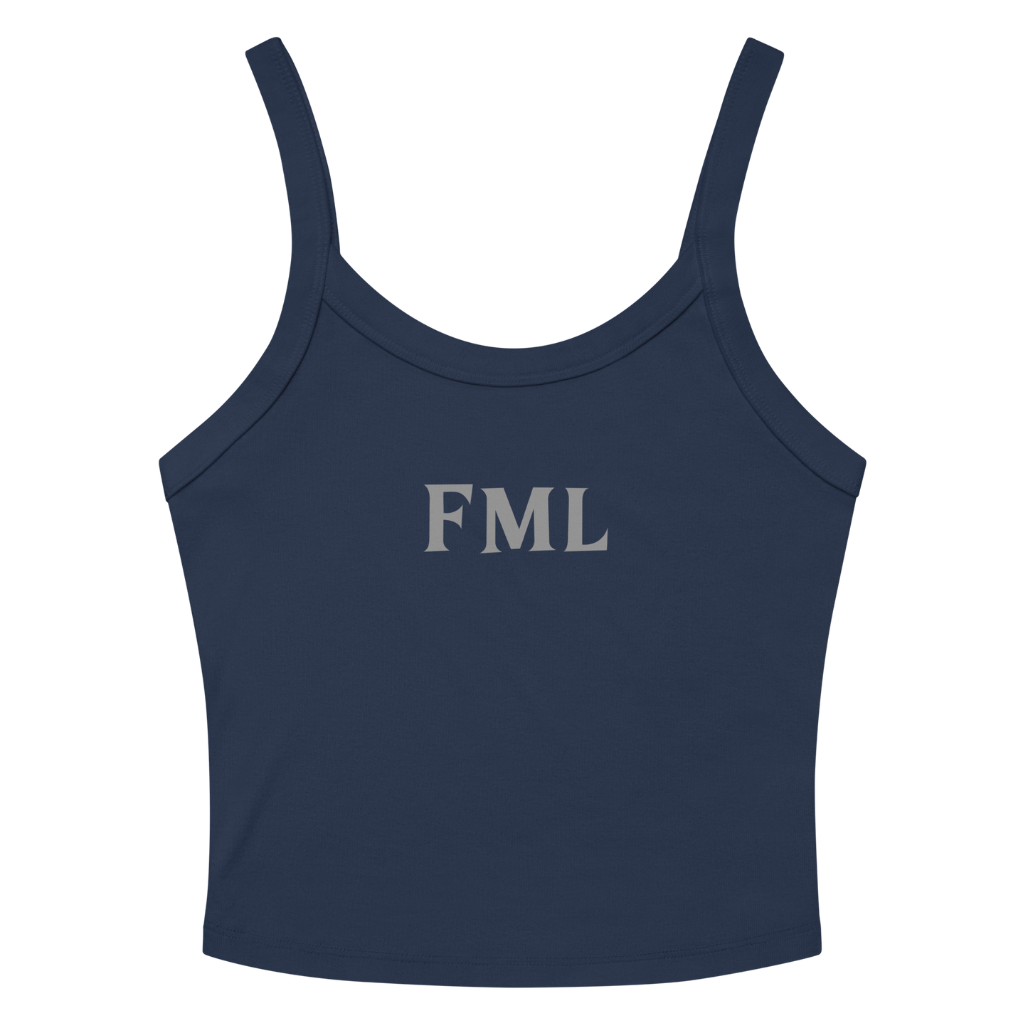 "FML" printed on a solid navy blend tbd
