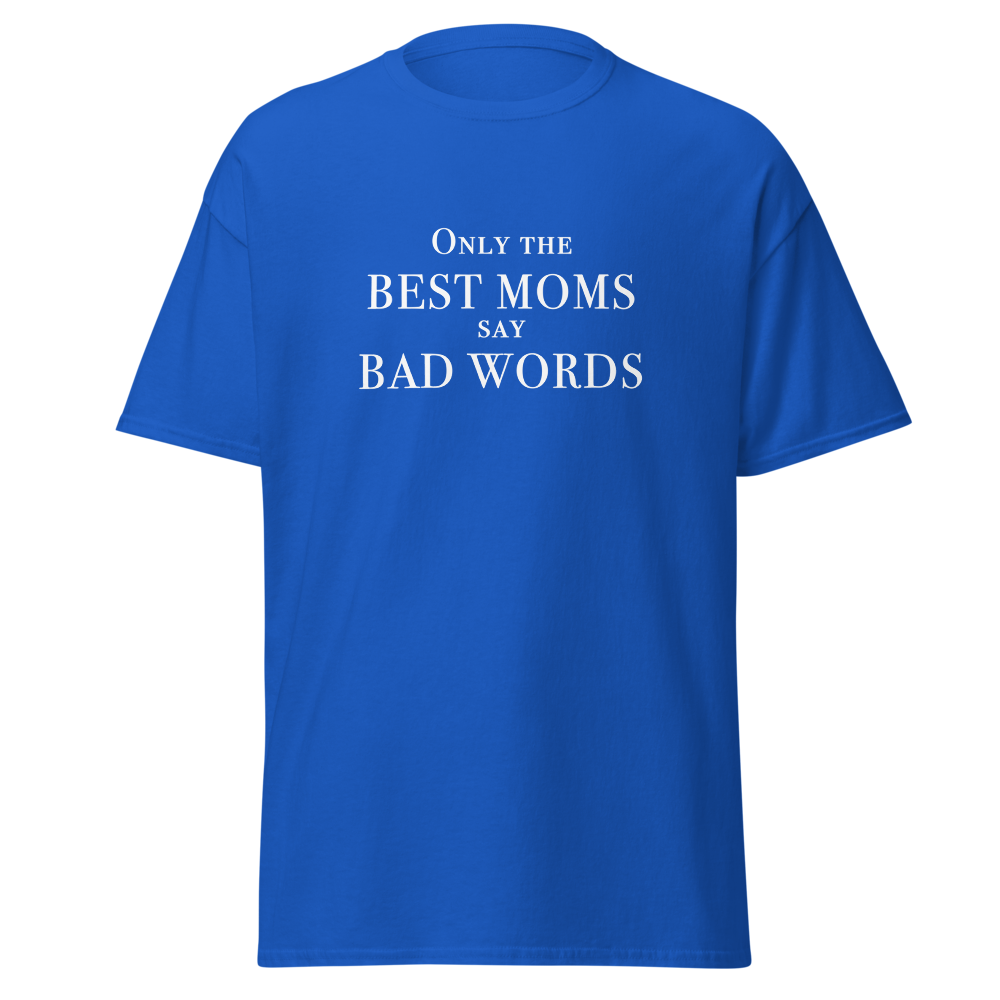 "Only the best moms say bad words" printed on a royal on an invisible body