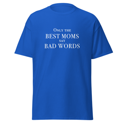 "Only the best moms say bad words" printed on a royal on an invisible body