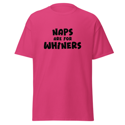 "Naps Are For Whiners" printed on a heliconia on an invisible body