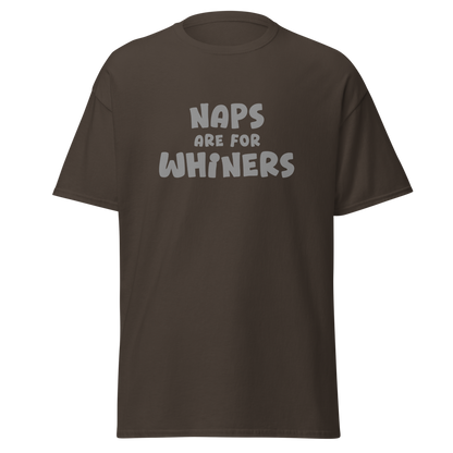 "Naps Are For Whiners" printed on a dark chocolate on an invisible body