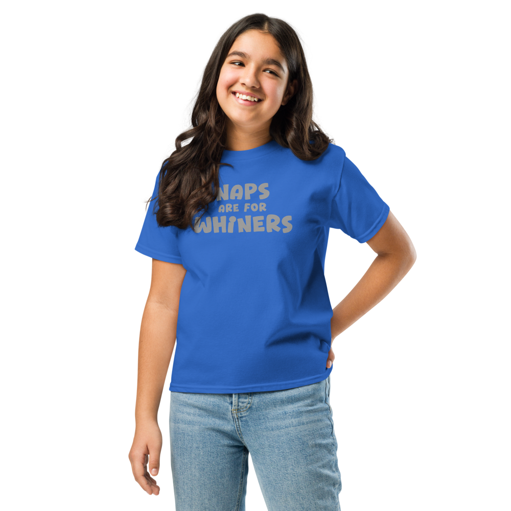 "Naps Are For Whiners" printed on a royal youth classic tee worn by a female