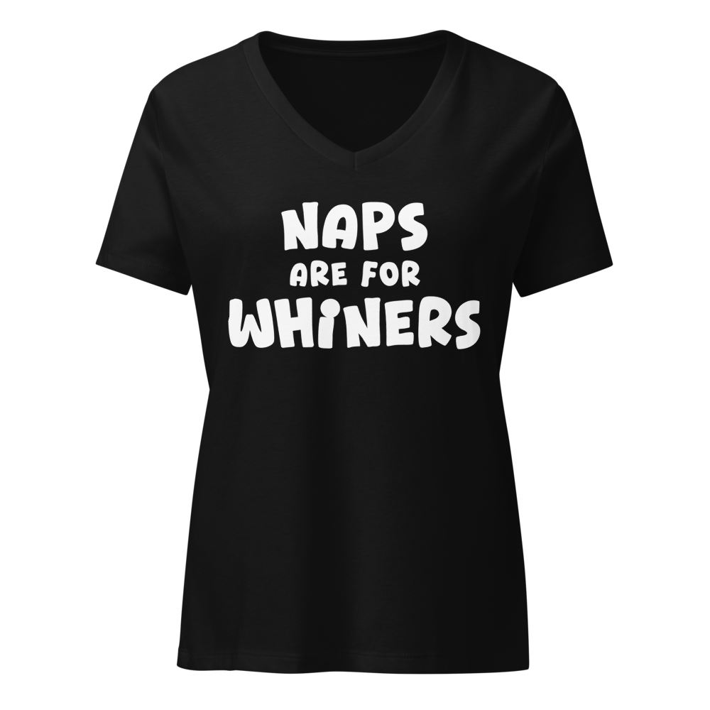 "Naps Are For Whiners" printed on a solid black blend on an invisible / simulated body