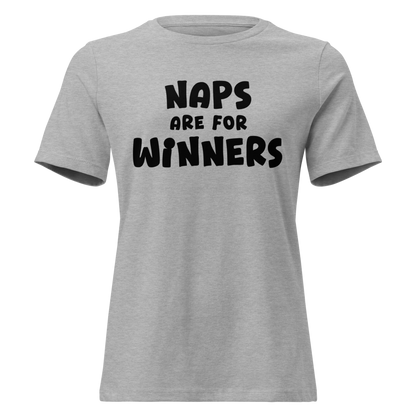 "Naps Are For Winners" printed on a athletic heather on an invisible / simulated body
