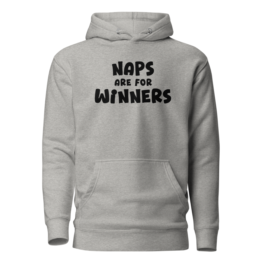 "Naps Are For Winners" printed on a carbon grey on an invisible / simulated body