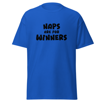 "Naps Are For Winners" printed on a royal on an invisible body