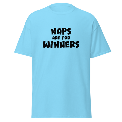 "Naps Are For Winners" printed on a sky on an invisible body