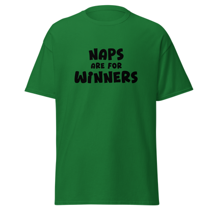 "Naps Are For Winners" printed on a turf green on an invisible body